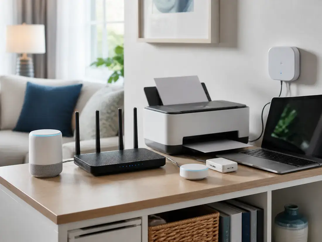 Connected home technology including Wi-Fi, printing, and smart-home devices